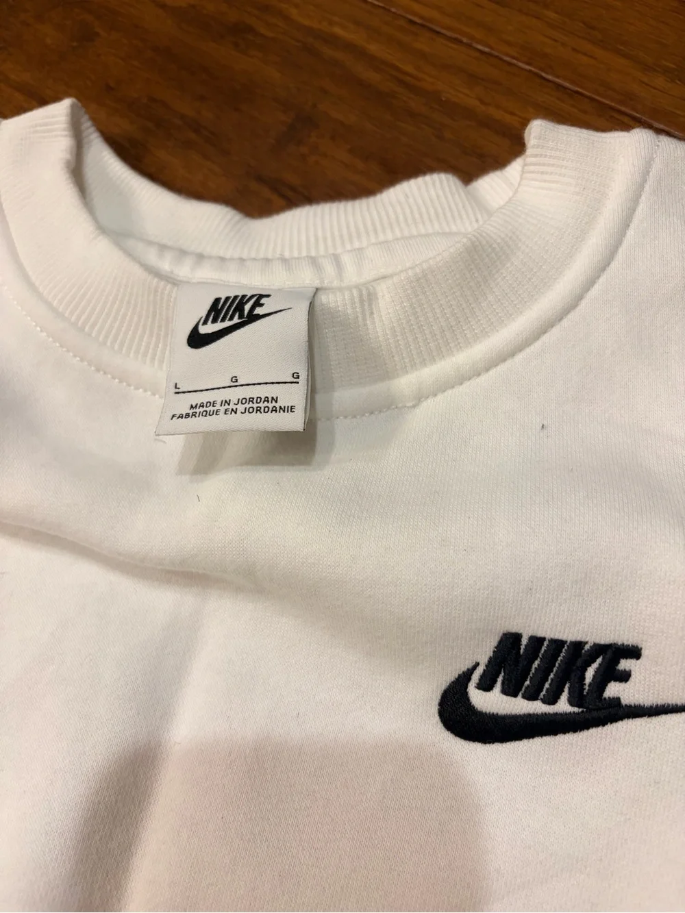 Nike Kids White Sweatshirt with Black Logo